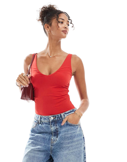 Ruched Side V-Neck Bodysuit