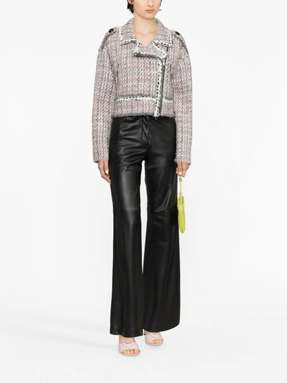 Cropped Tweed Biker Jacket