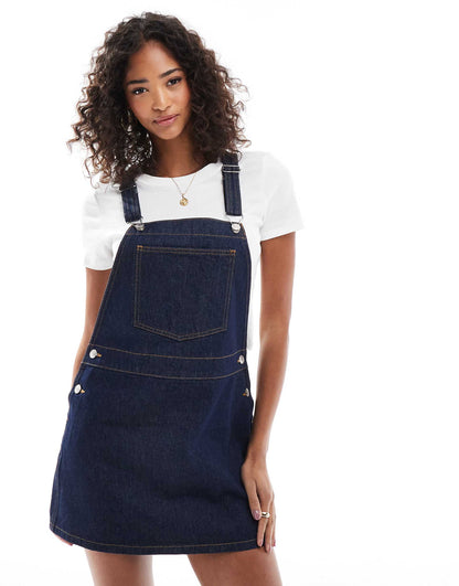 Denim Dungaree Micro Mini Dress