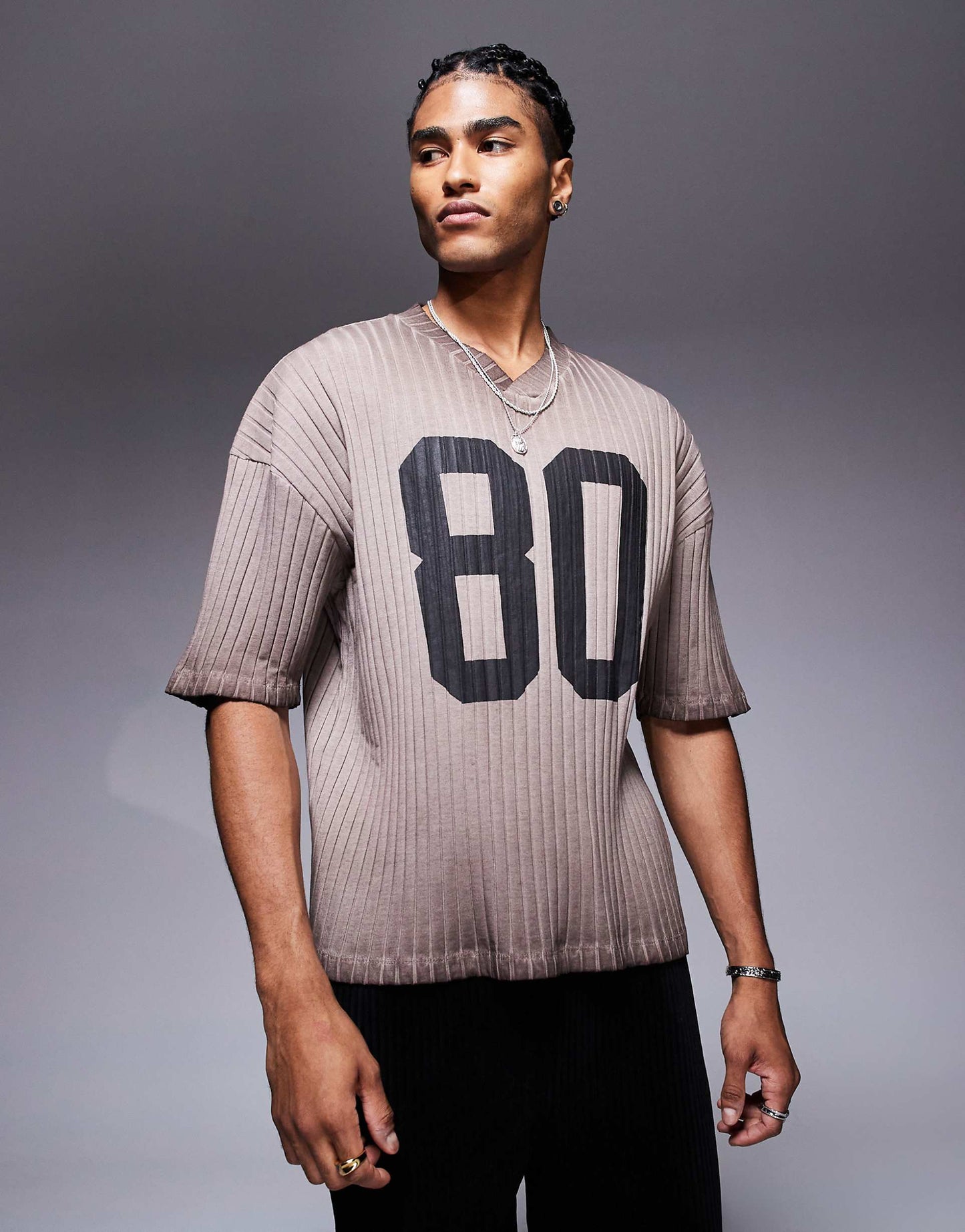 Boxy Oversized T-Shirt With Dropped Shoulder And Number Graphic