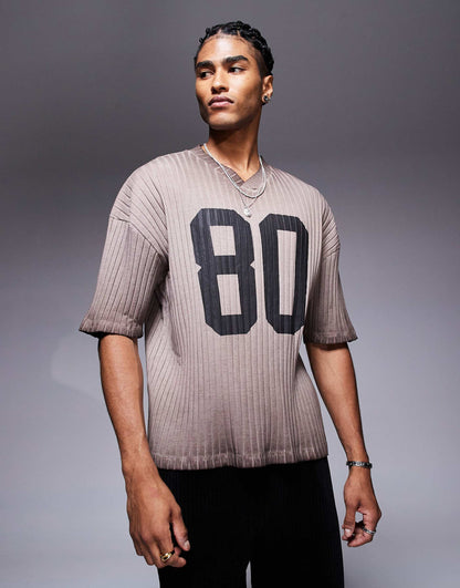Boxy Oversized T-Shirt With Dropped Shoulder And Number Graphic