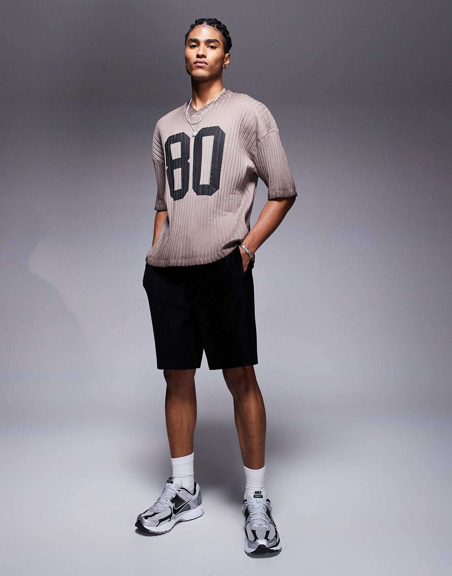 Boxy Oversized T-Shirt With Dropped Shoulder And Number Graphic