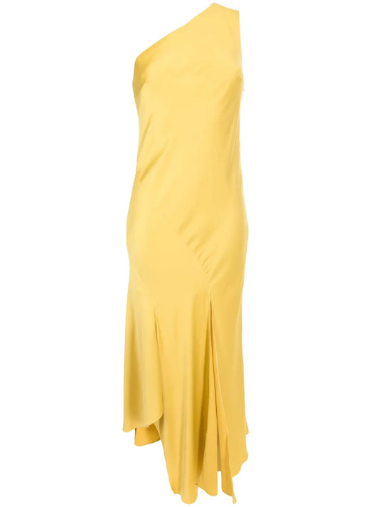 Asymmetric Satin Midi Dress