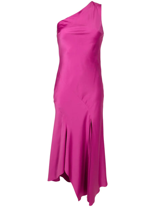 Satin-Finish One-Shoulder Dress