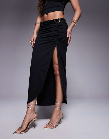Co-Ord Midi Skirt With Gold Buckle