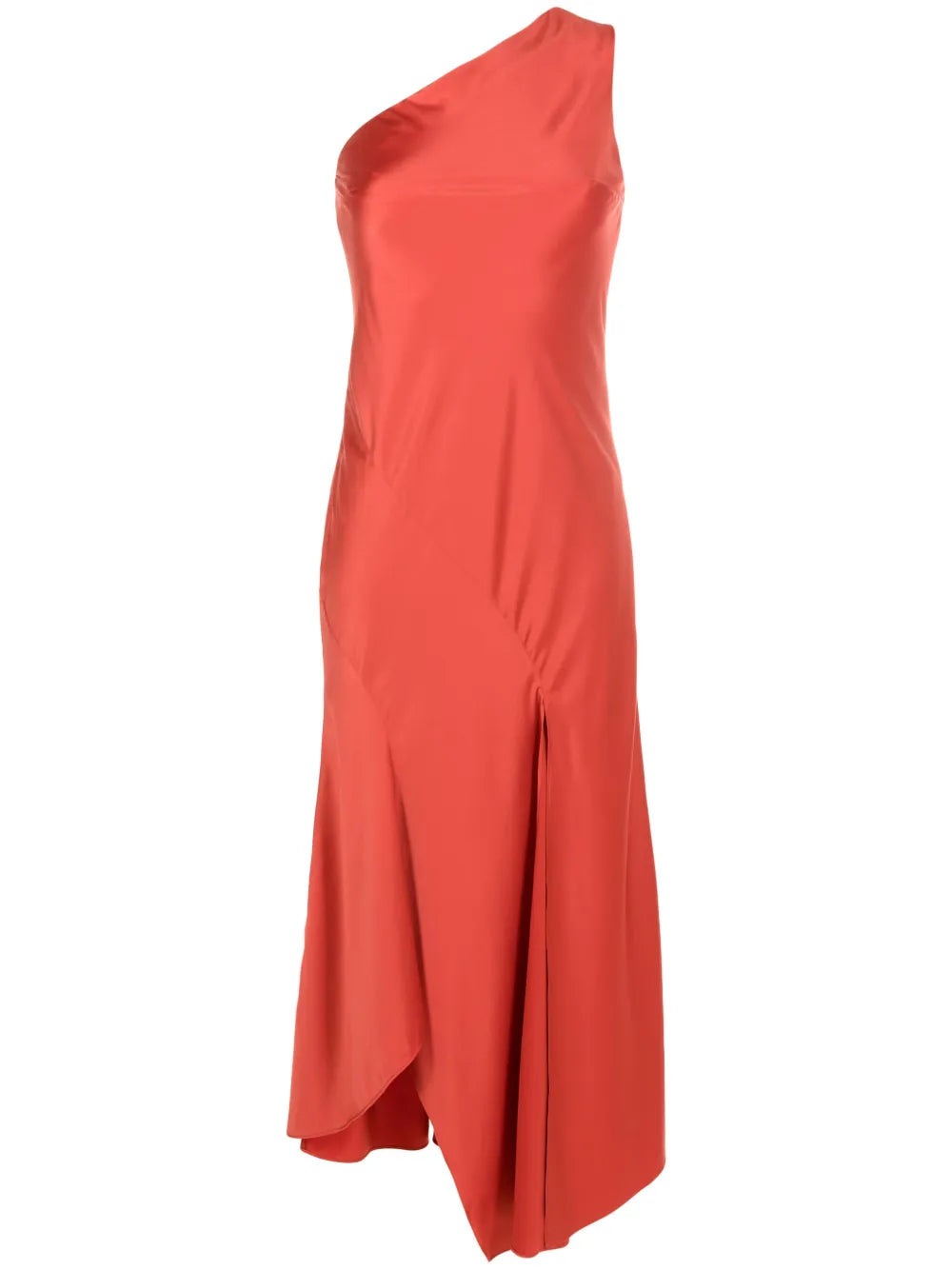One-Shoulder Satin-Finish Dress