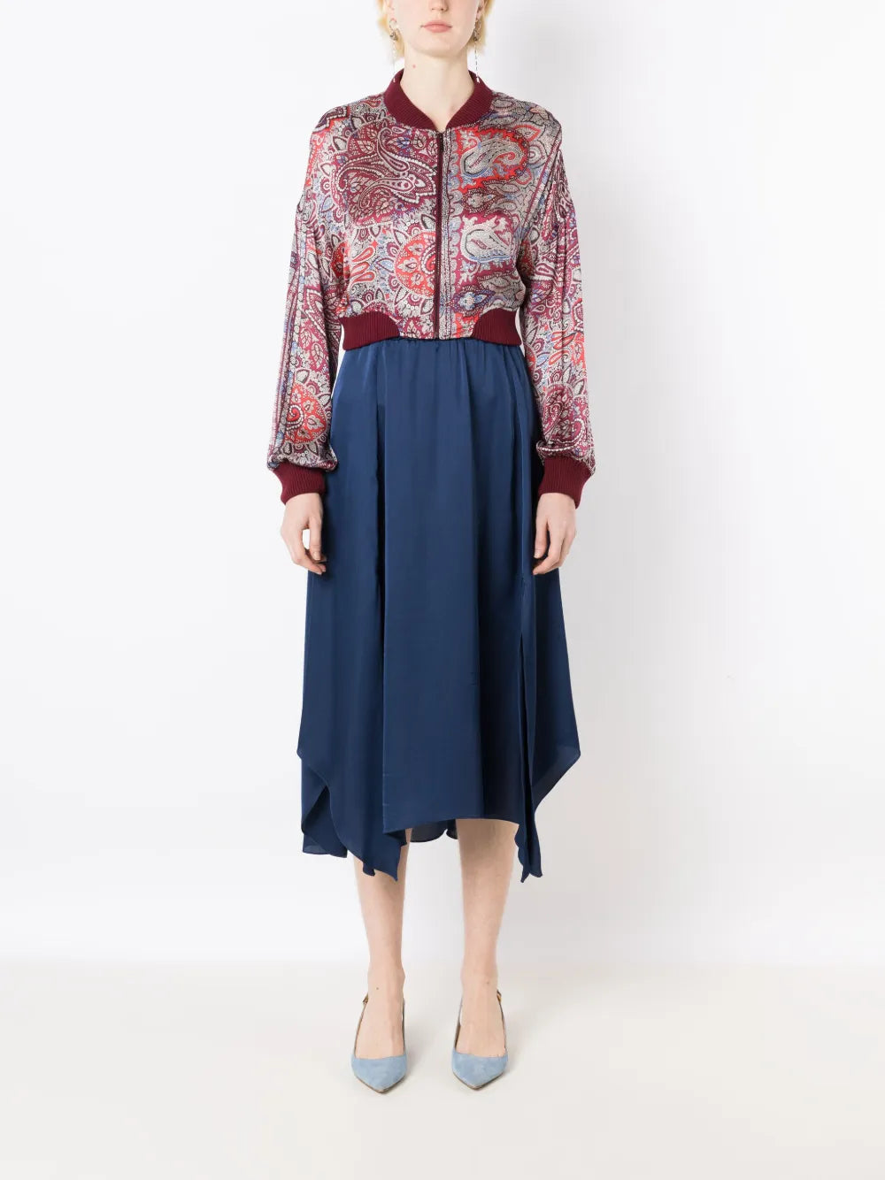 Bardot Asymmetric-Hem Midi Skirt