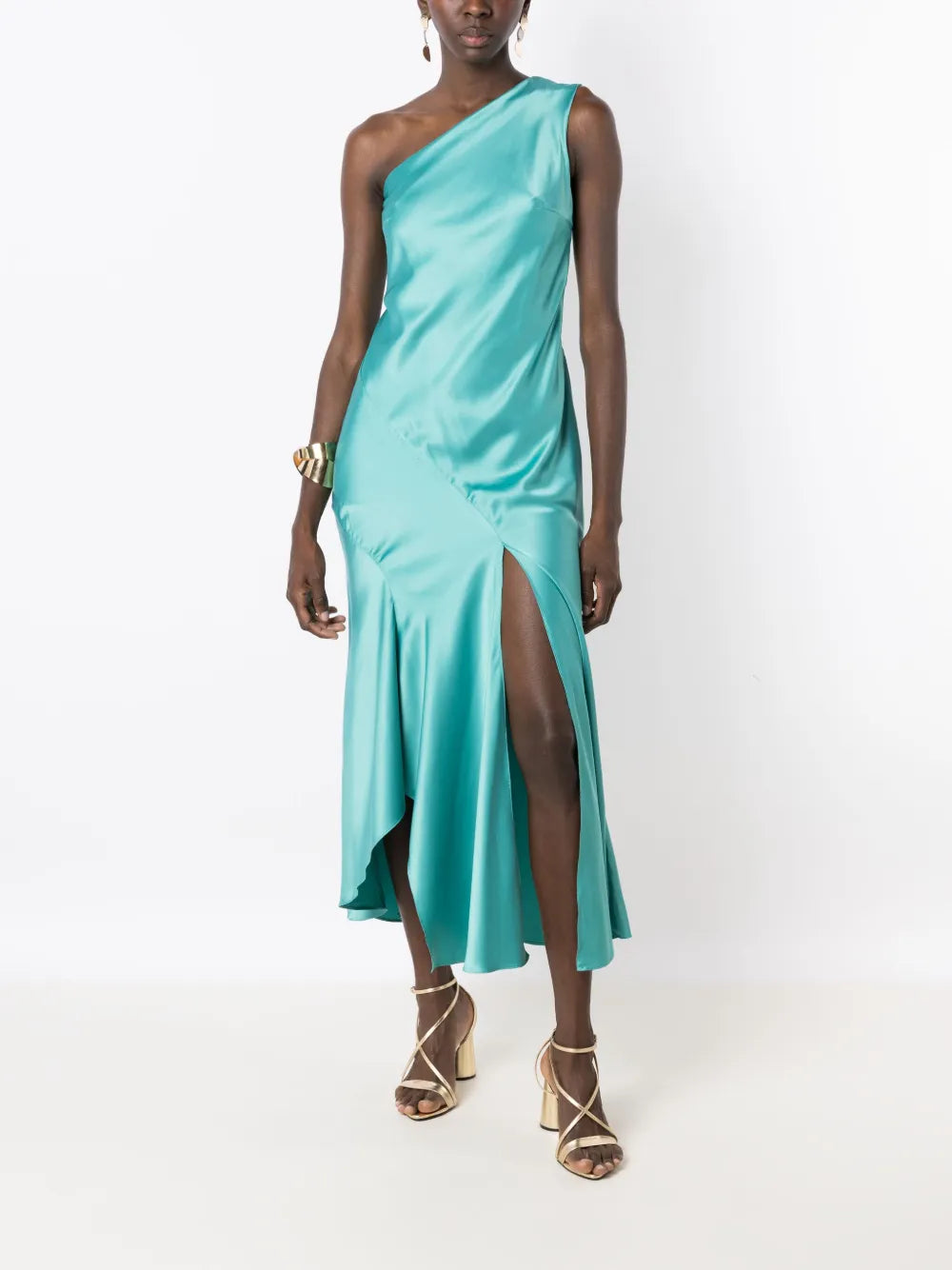 Asymmetric Satin Maxi Dress