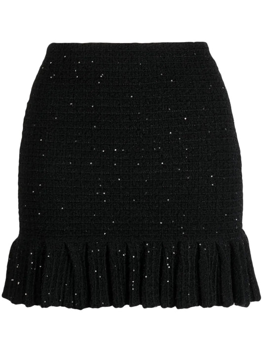 Sequin-Embellished Knitted Skirt