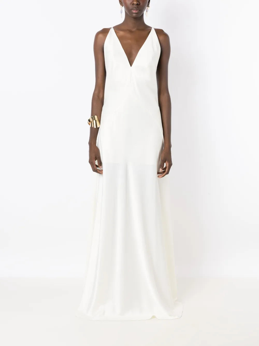 Open-Back Satin Maxi Dress