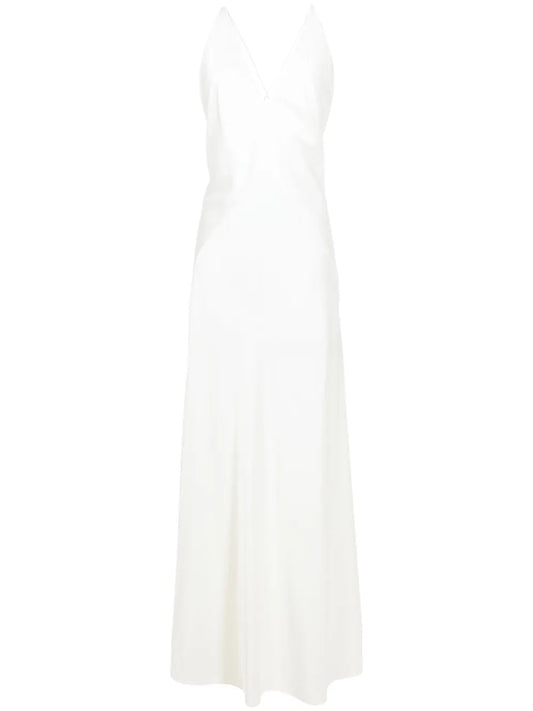 Open-Back Satin Maxi Dress