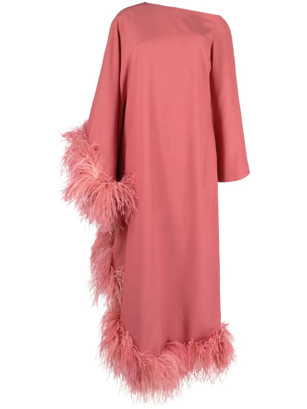 Ubud Extravaganza Feather-Trim Maxi Dress