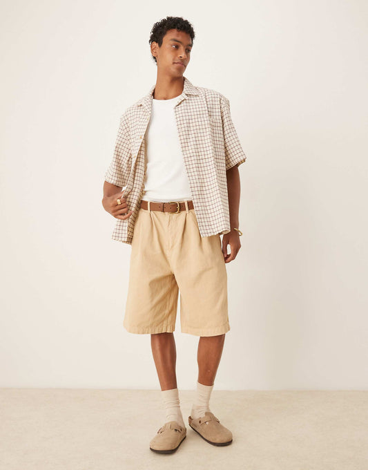 Long Length Jort With Pleats