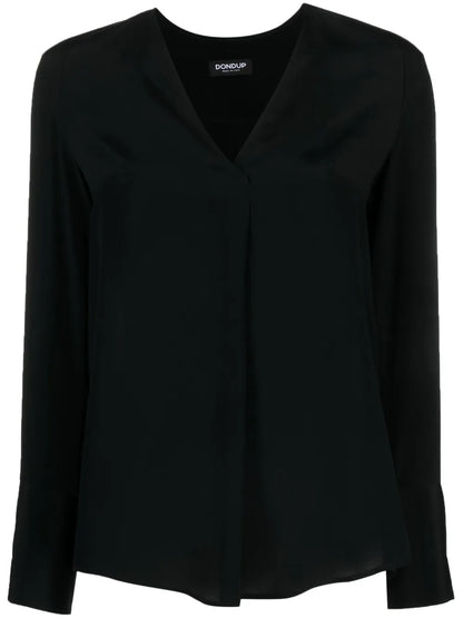 V-Neck Logo-Plaque Blouse