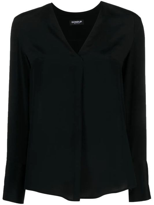 V-Neck Logo-Plaque Blouse