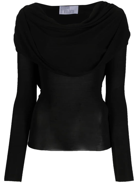 Draped-Detailing Long-Sleeve T-Shirt