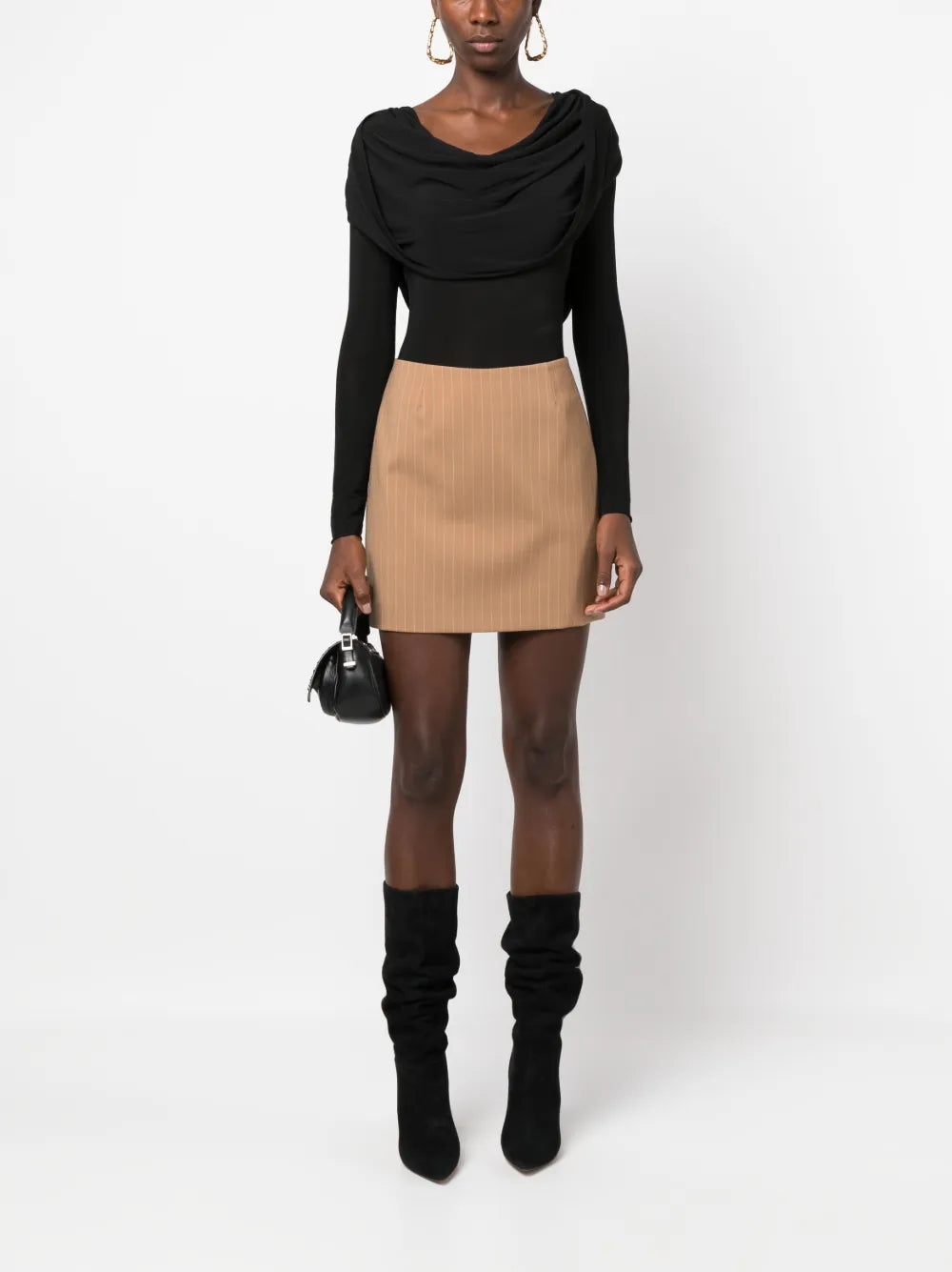 Draped-Detailing Long-Sleeve T-Shirt