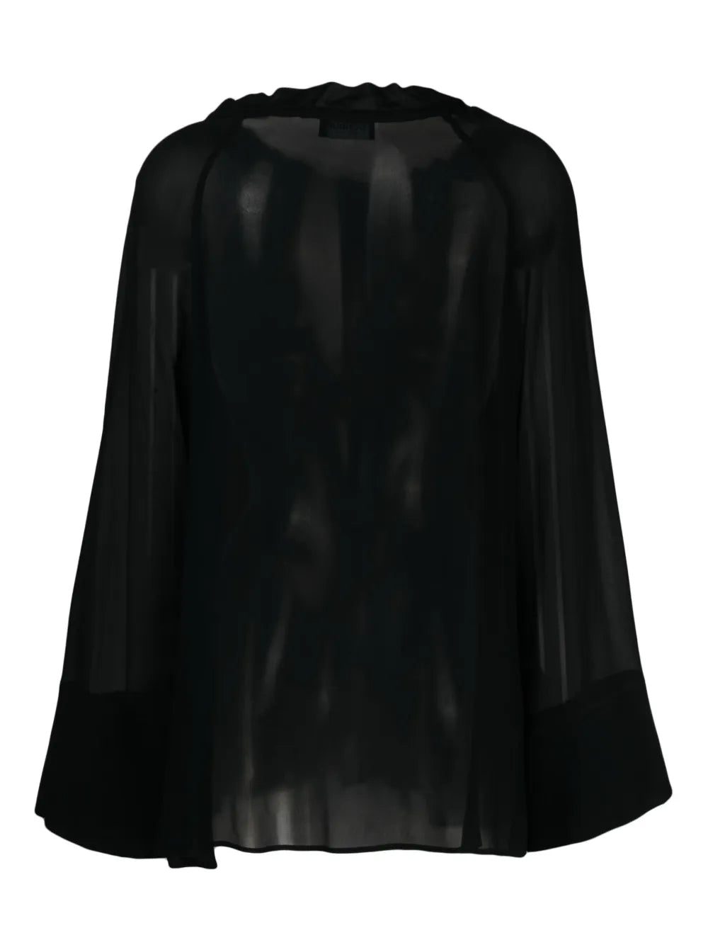 Tie-Neck Semi-Sheer Blouse