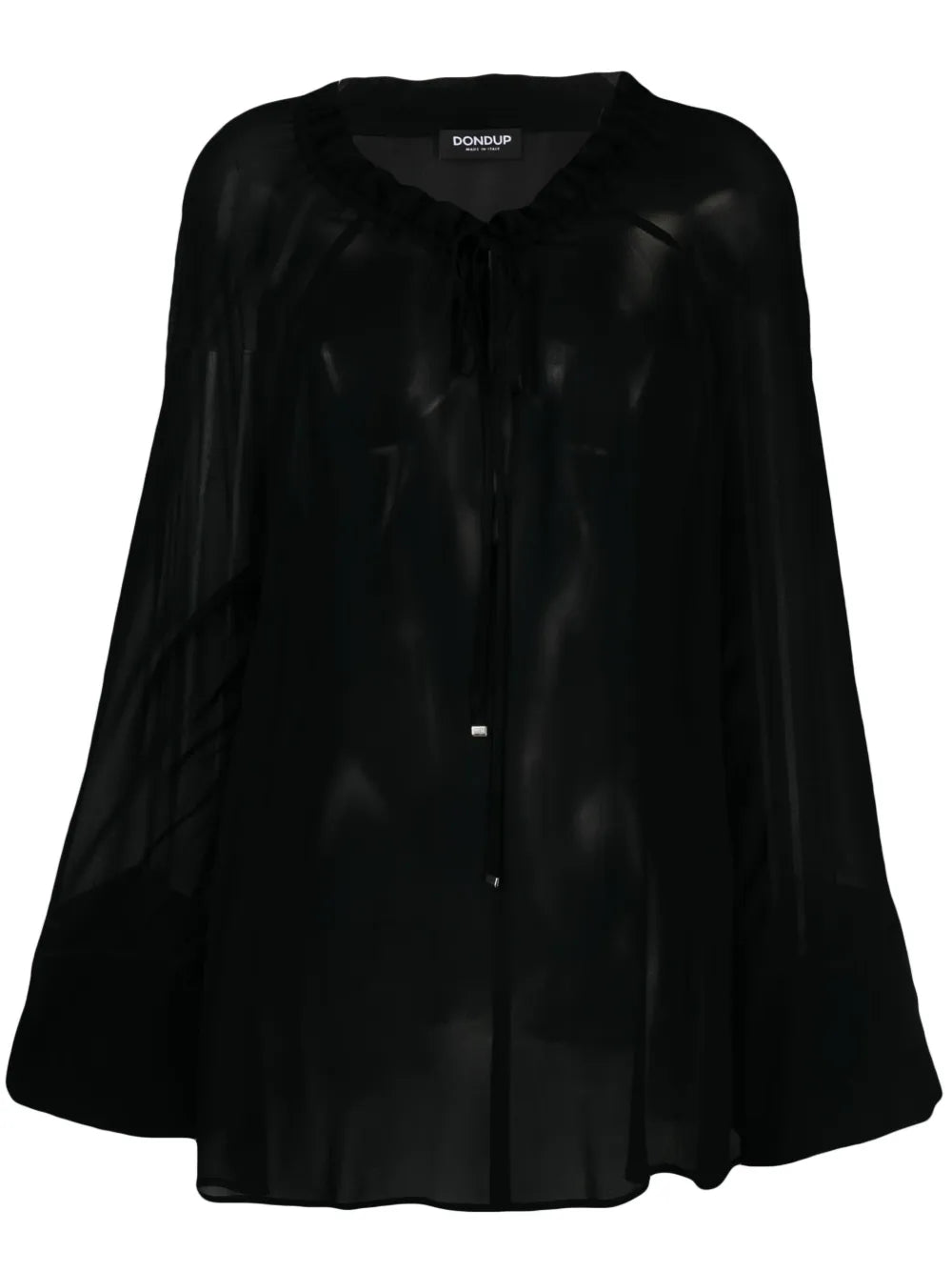 Tie-Neck Semi-Sheer Blouse