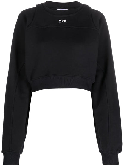 Logo-Print Cropped Cotton Sweatshirt