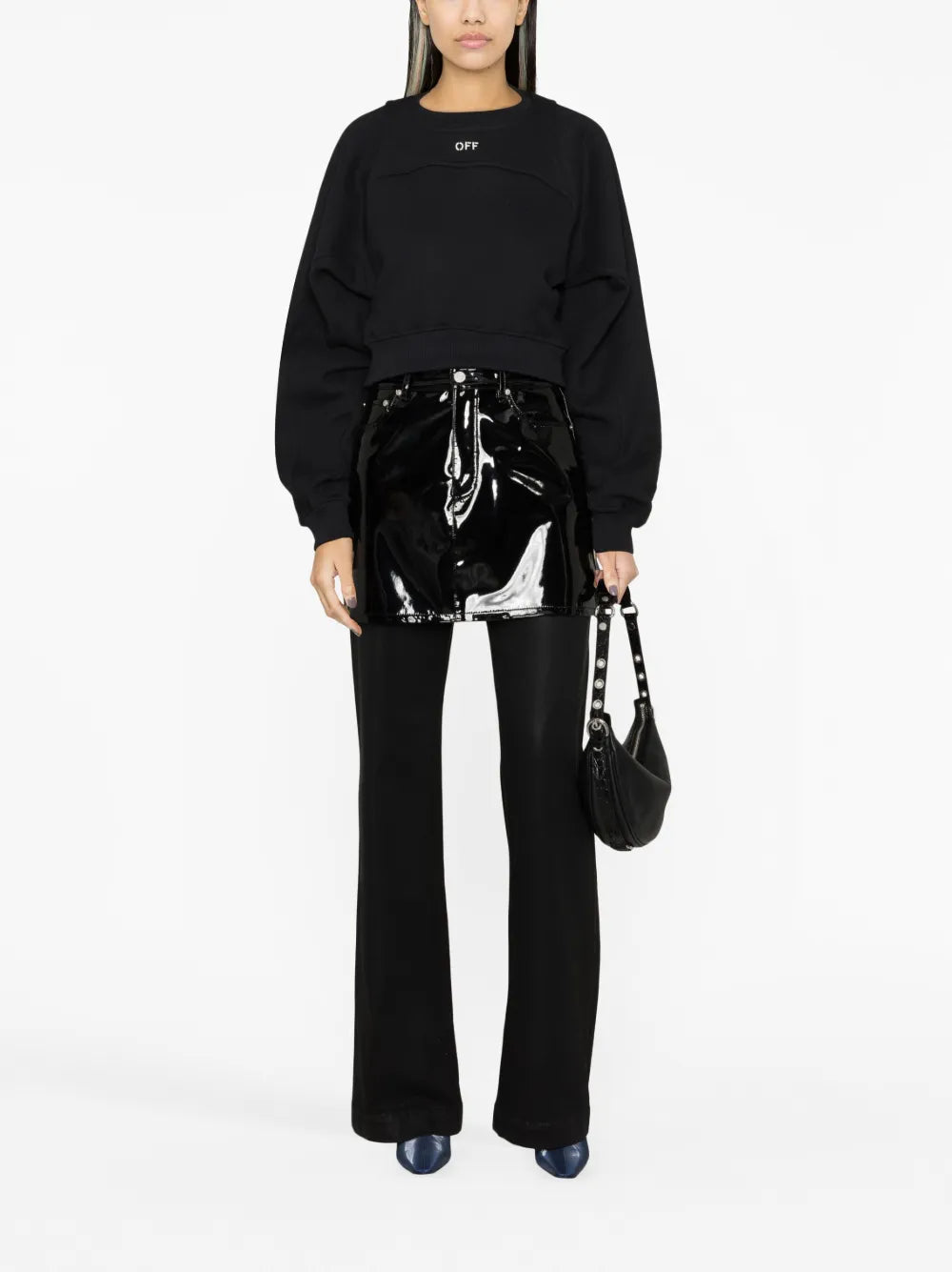 Logo-Print Cropped Cotton Sweatshirt