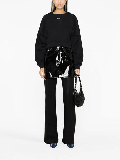 Logo-Print Cropped Cotton Sweatshirt