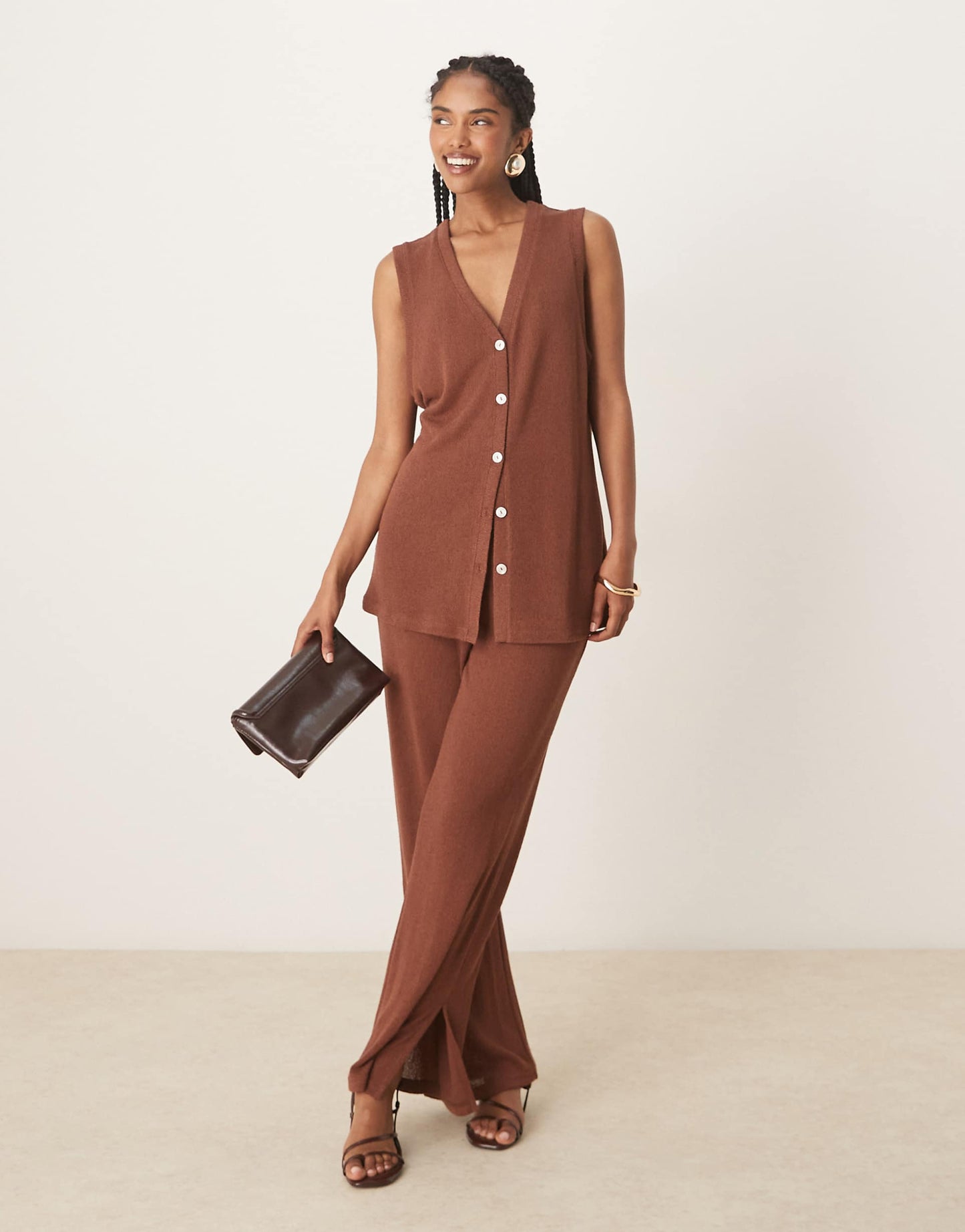 Longline Textured Waistcoat Co-Ord