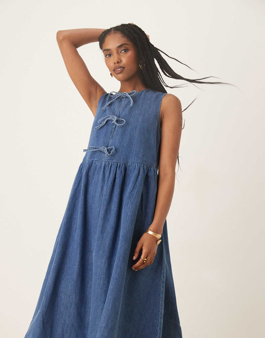 Eden Sleeveless Denim Midi Dress