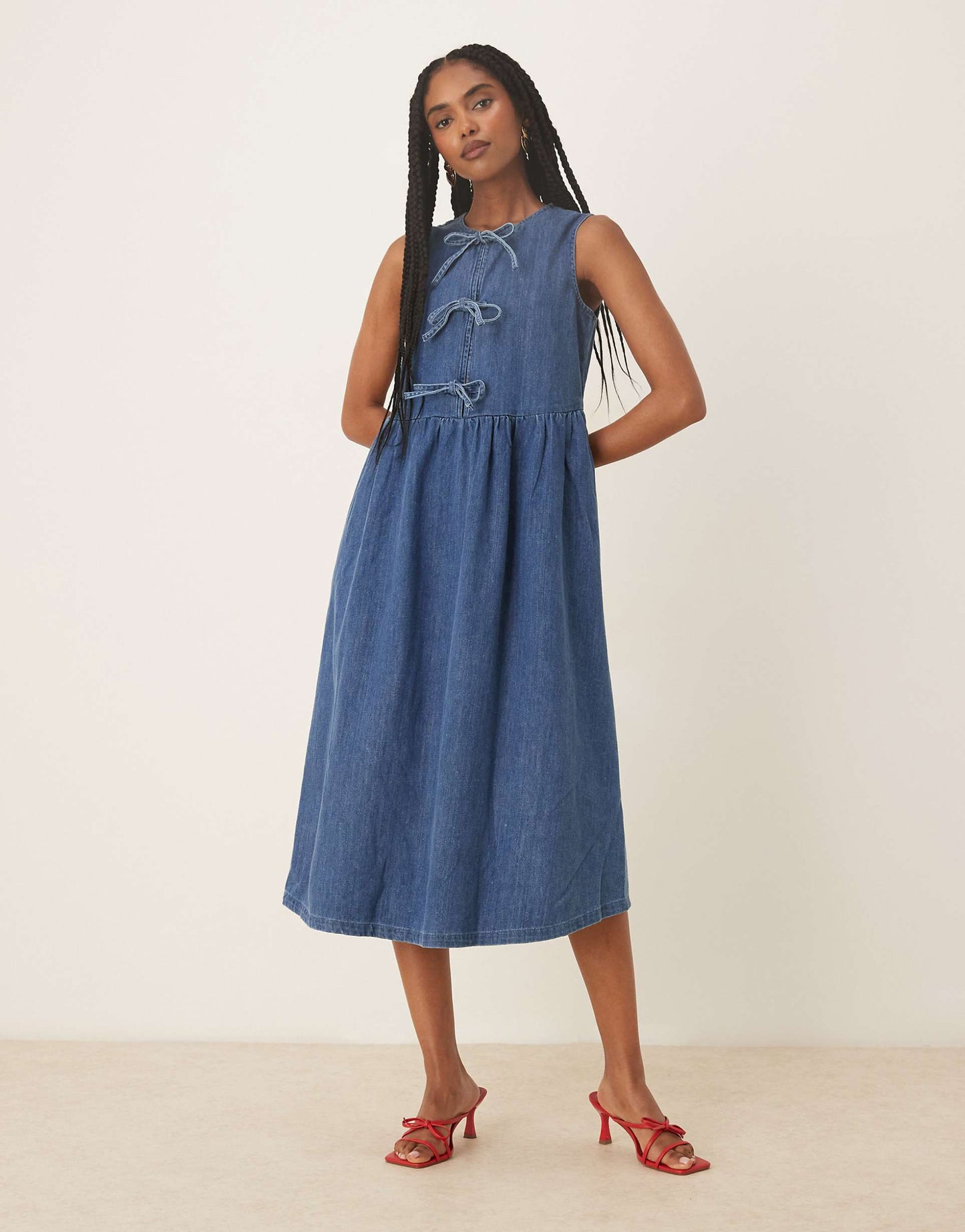 Eden Sleeveless Denim Midi Dress
