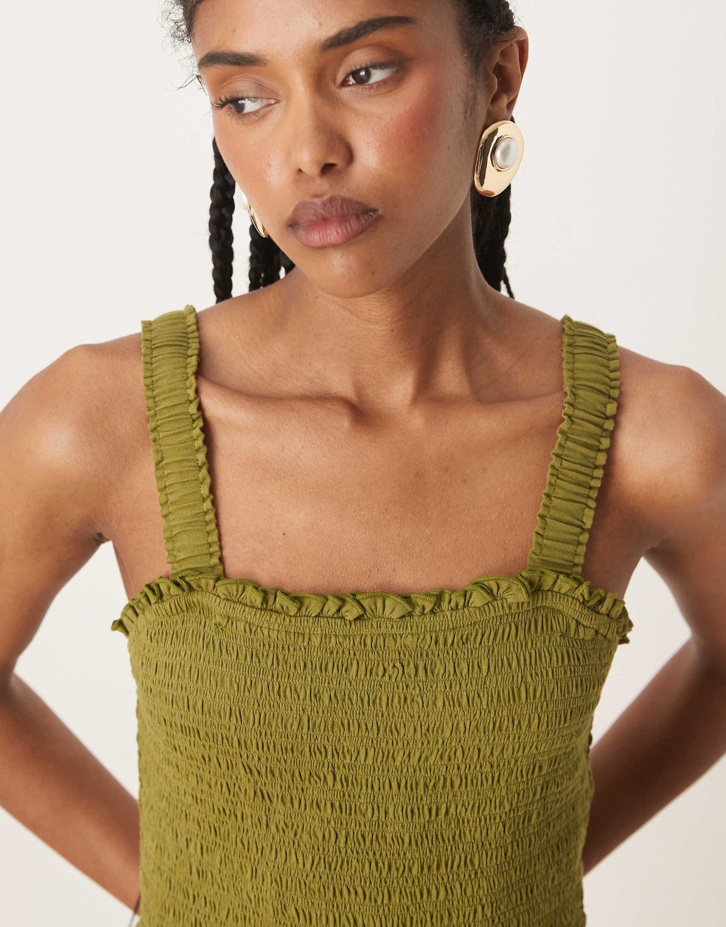 Shirred Bodice Wide Leg Jumpsuit