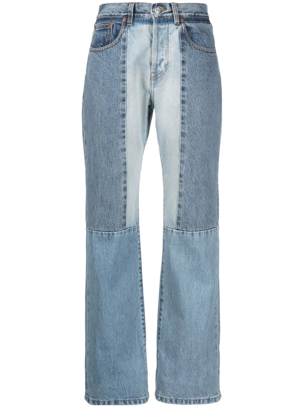 Straight-Leg Patchwork Jeans