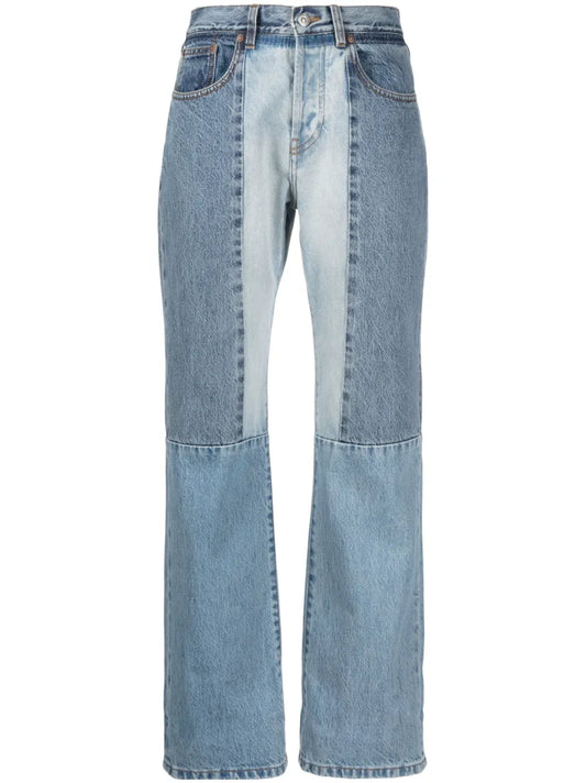 Straight-Leg Patchwork Jeans