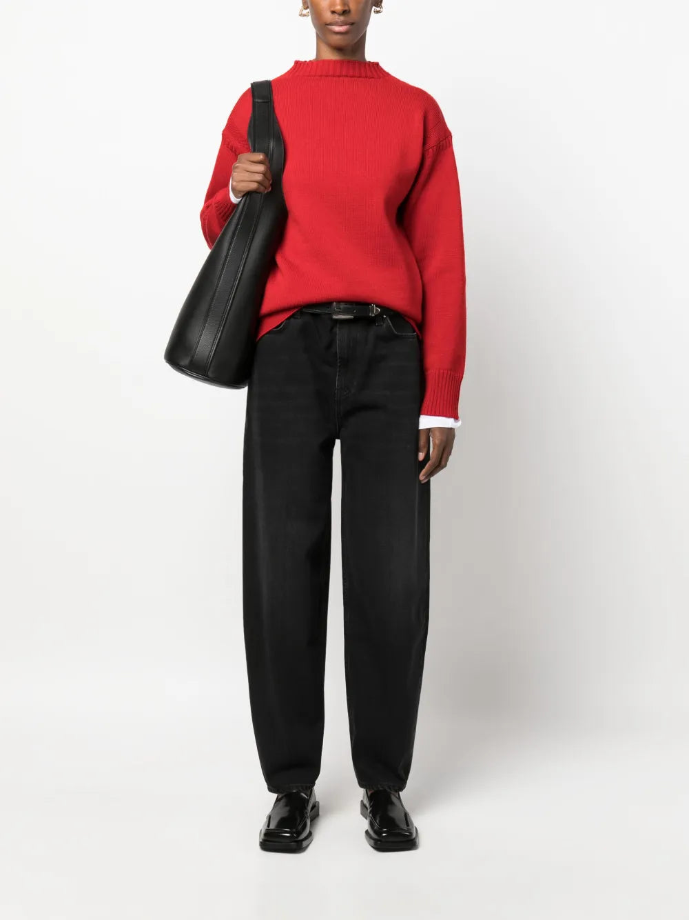 Faded-Effect Tapered-Leg Jeans