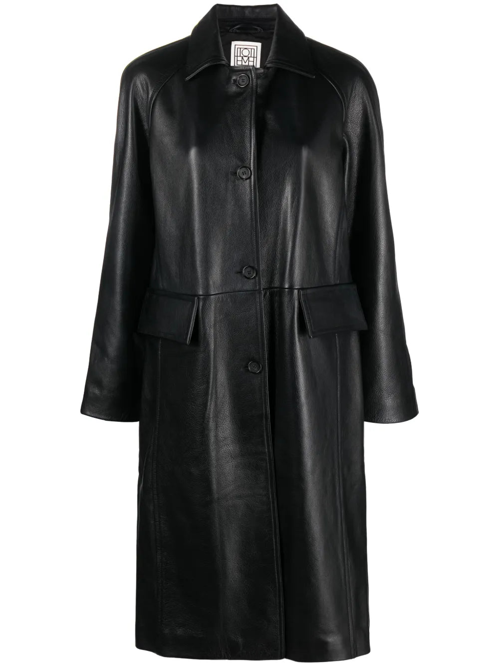 Raglan-Sleeves Leather Coat
