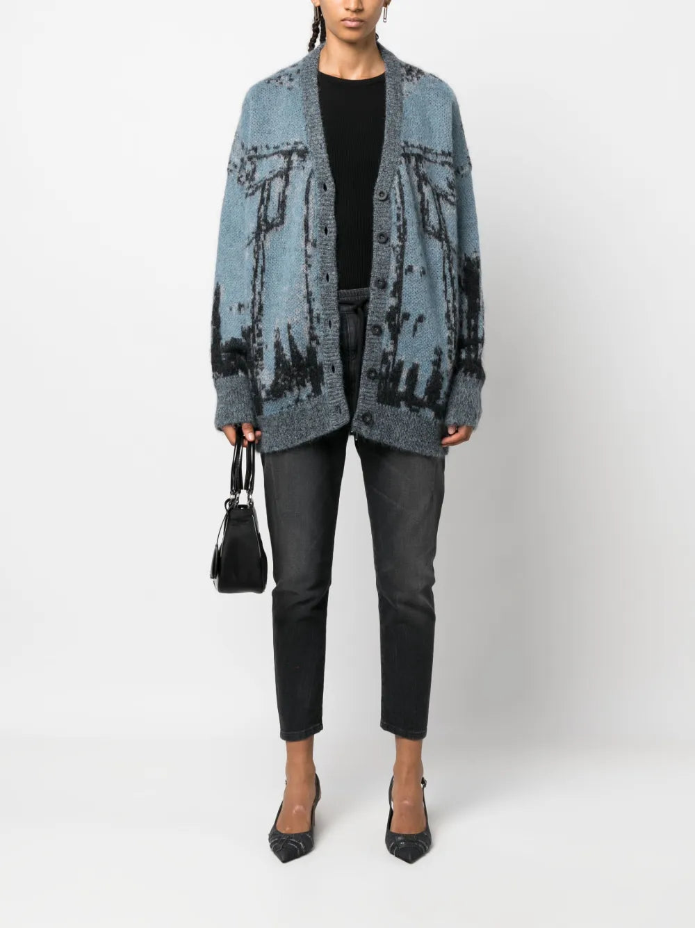 M-Rodi Patterned Intarsia-Knit Cardigan