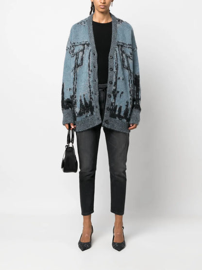 M-Rodi Patterned Intarsia-Knit Cardigan