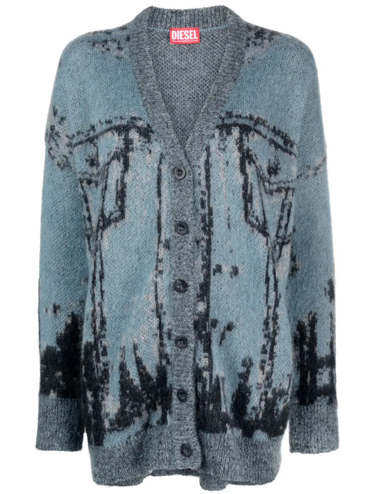 M-Rodi Patterned Intarsia-Knit Cardigan