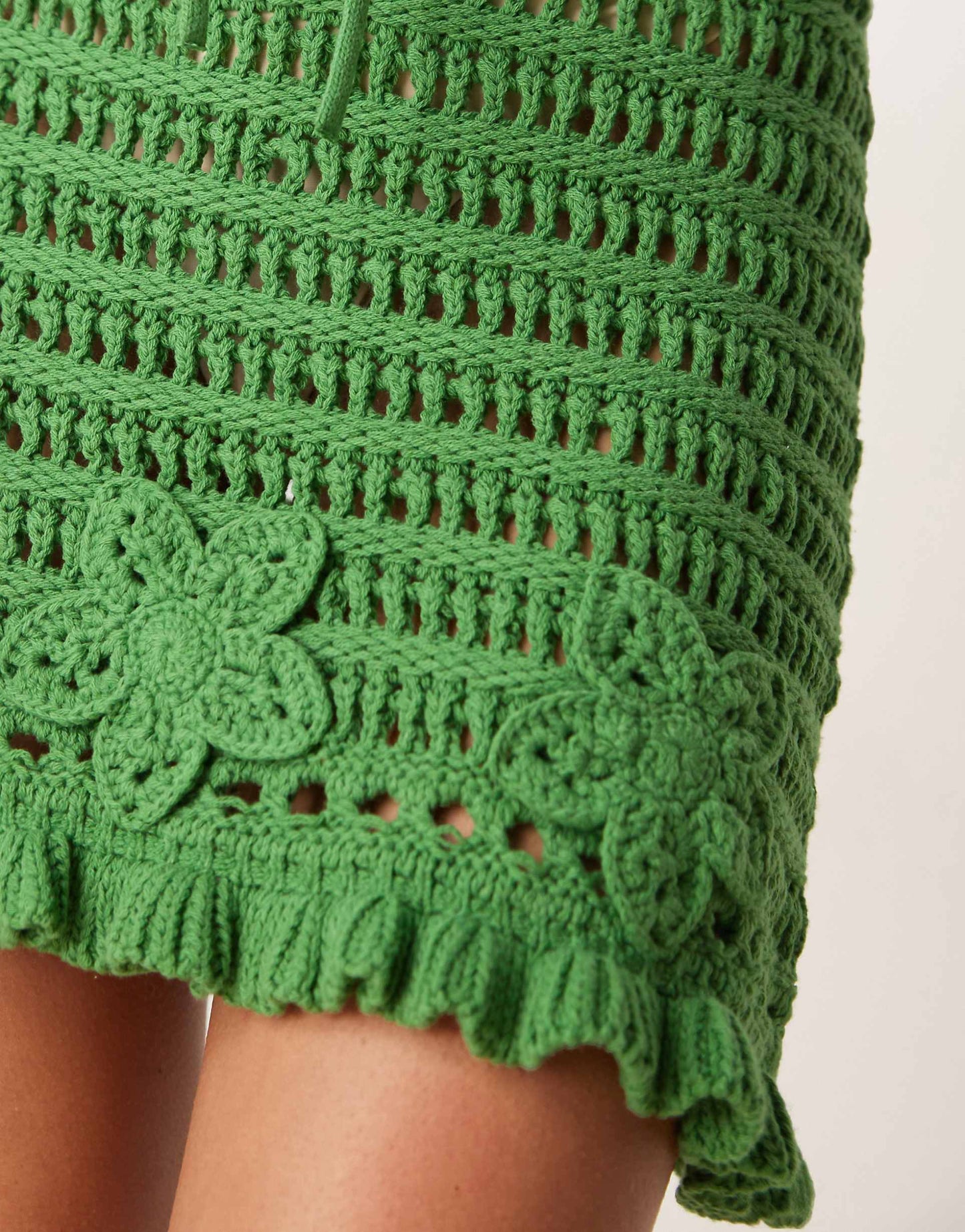 Co-Ord Open Stitch Mini Skirt With Crochet Applique