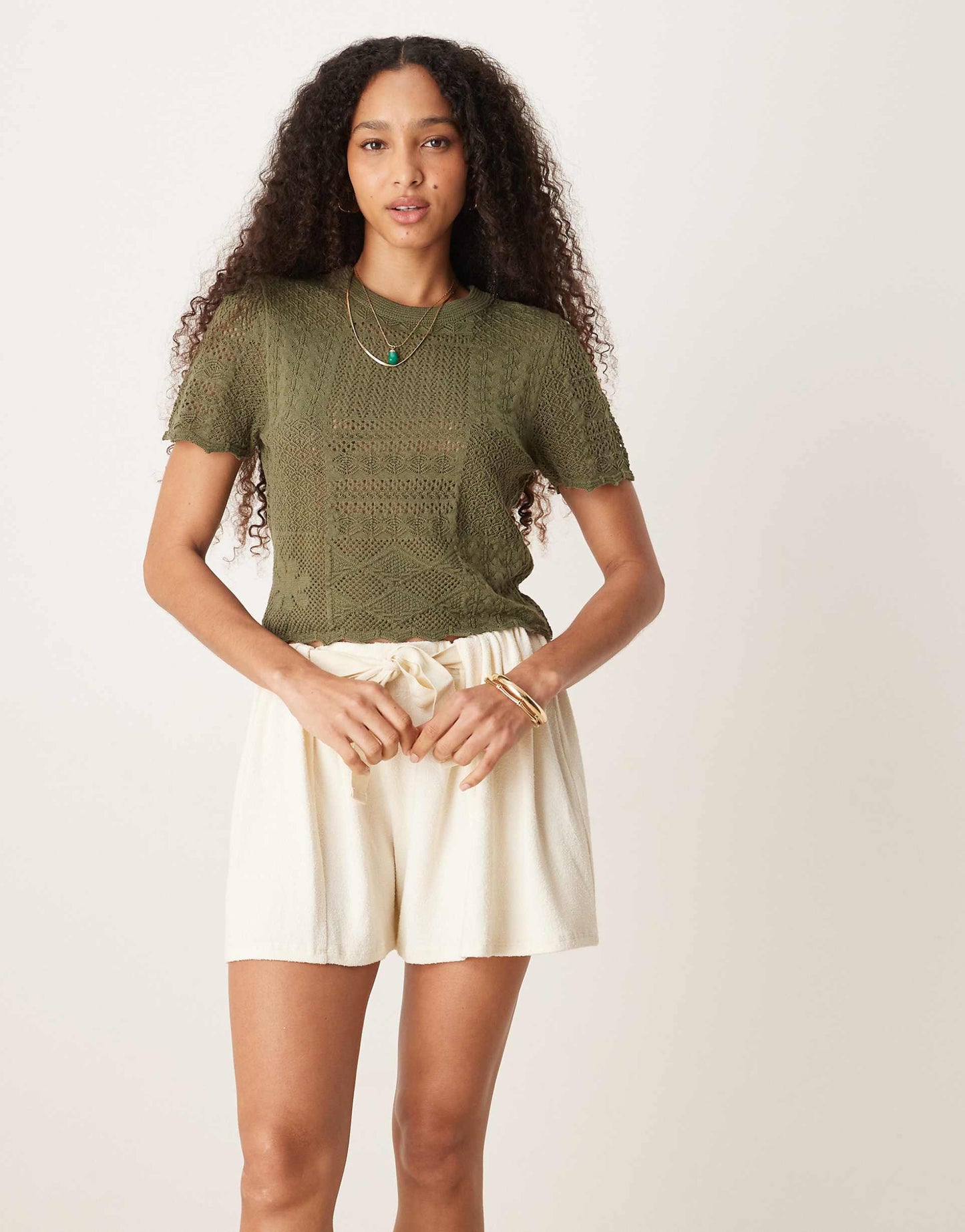 Patchwork Stitch Interest Knitted T-Shirt