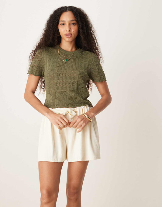 Patchwork Stitch Interest Knitted T-Shirt
