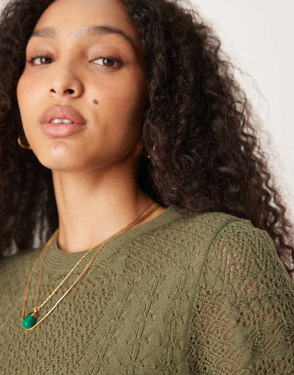 Patchwork Stitch Interest Knitted T-Shirt