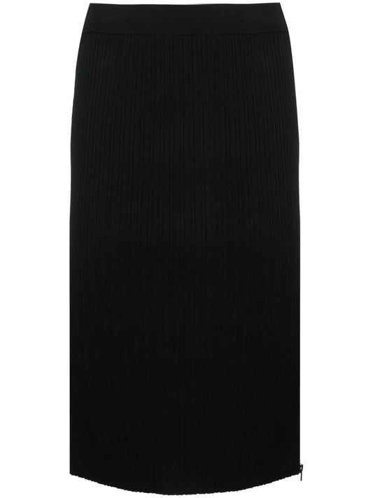 Ribbed Silk-Blend Pencil Skirt