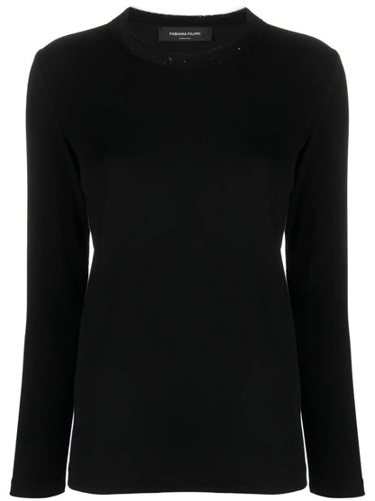 Sequin-Embellished Collar Jumper