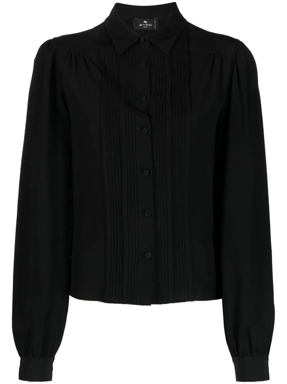 Ribbed-Detail Silk Blouse