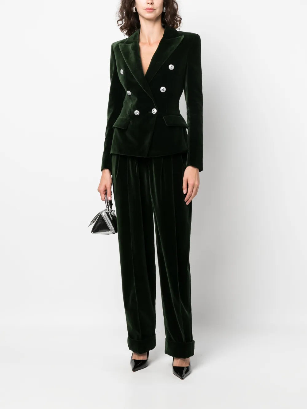 High-Waisted Velvet Trousers