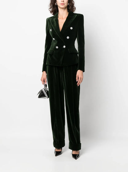 High-Waisted Velvet Trousers