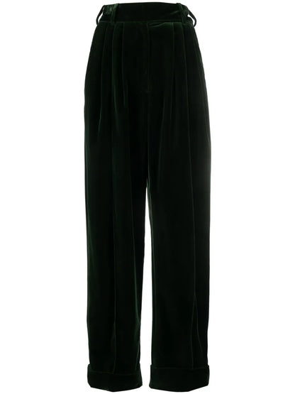 High-Waisted Velvet Trousers