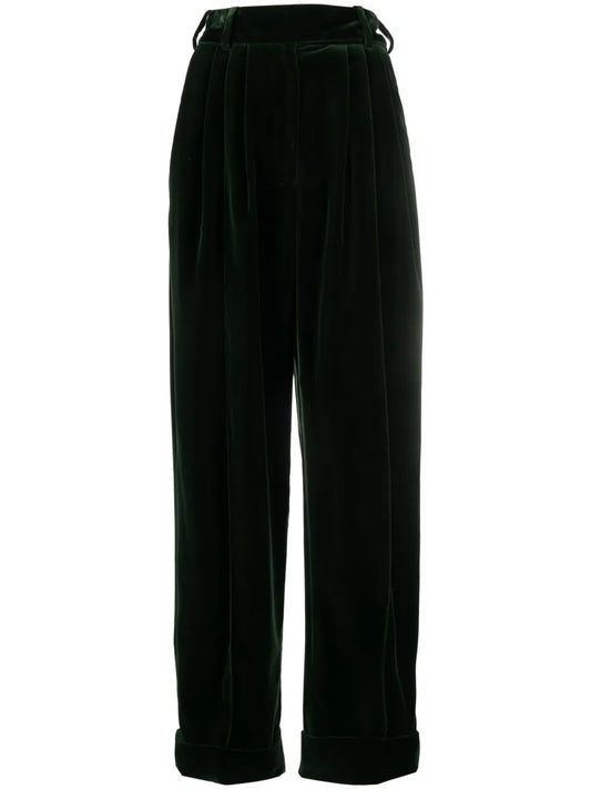 High-Waisted Velvet Trousers
