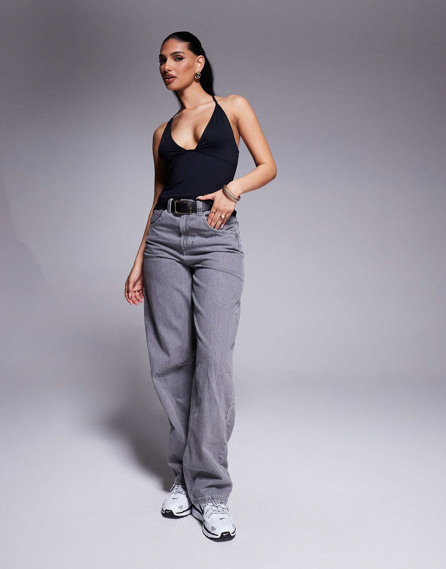 Polyamide Plunge Halter Top