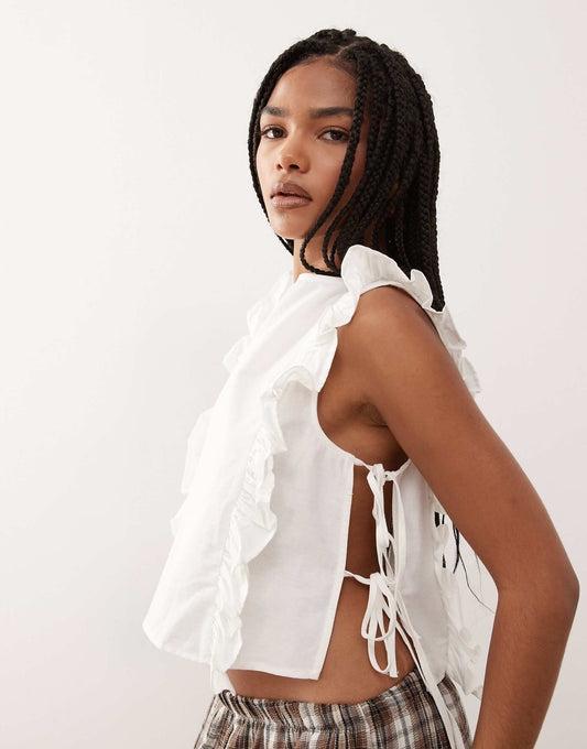 Ruffle Tabard Tie Side Top